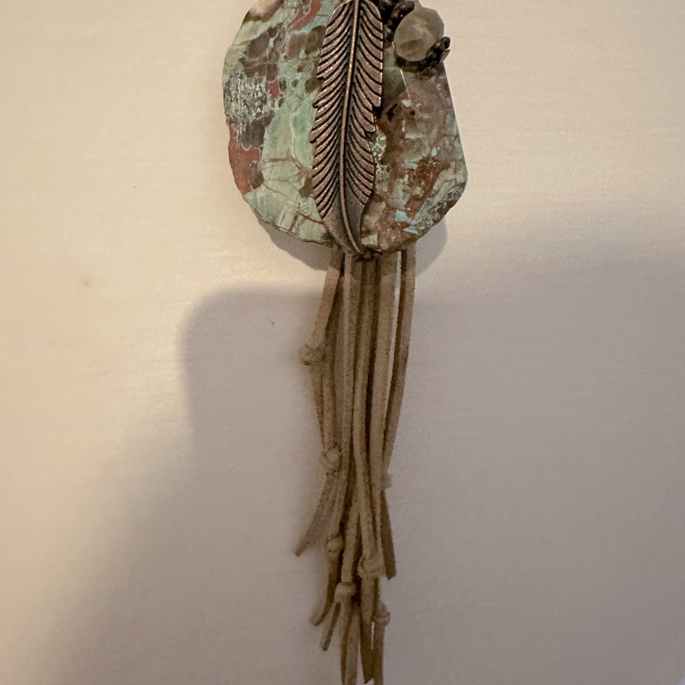 Turquoise Rock Long Necklace- Boho Style